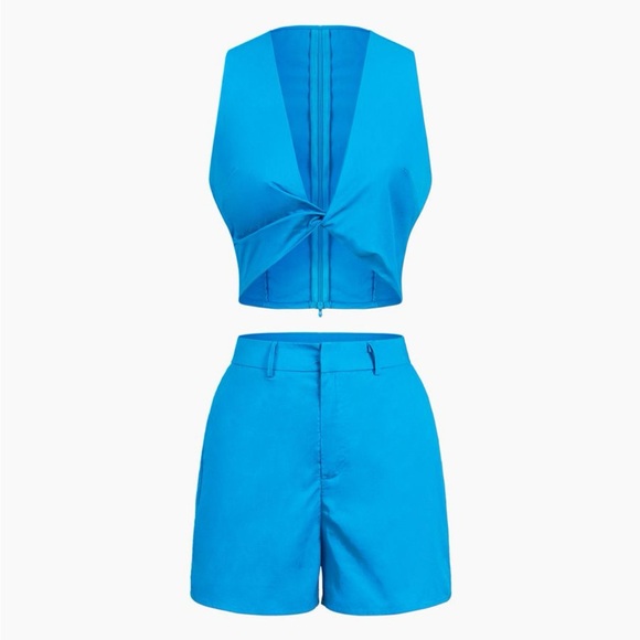 Commense Linen Knotted 2 piece shorts set - Picture 2 of 10